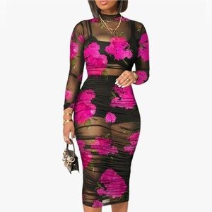 Trendy Fitted Sheer Dress